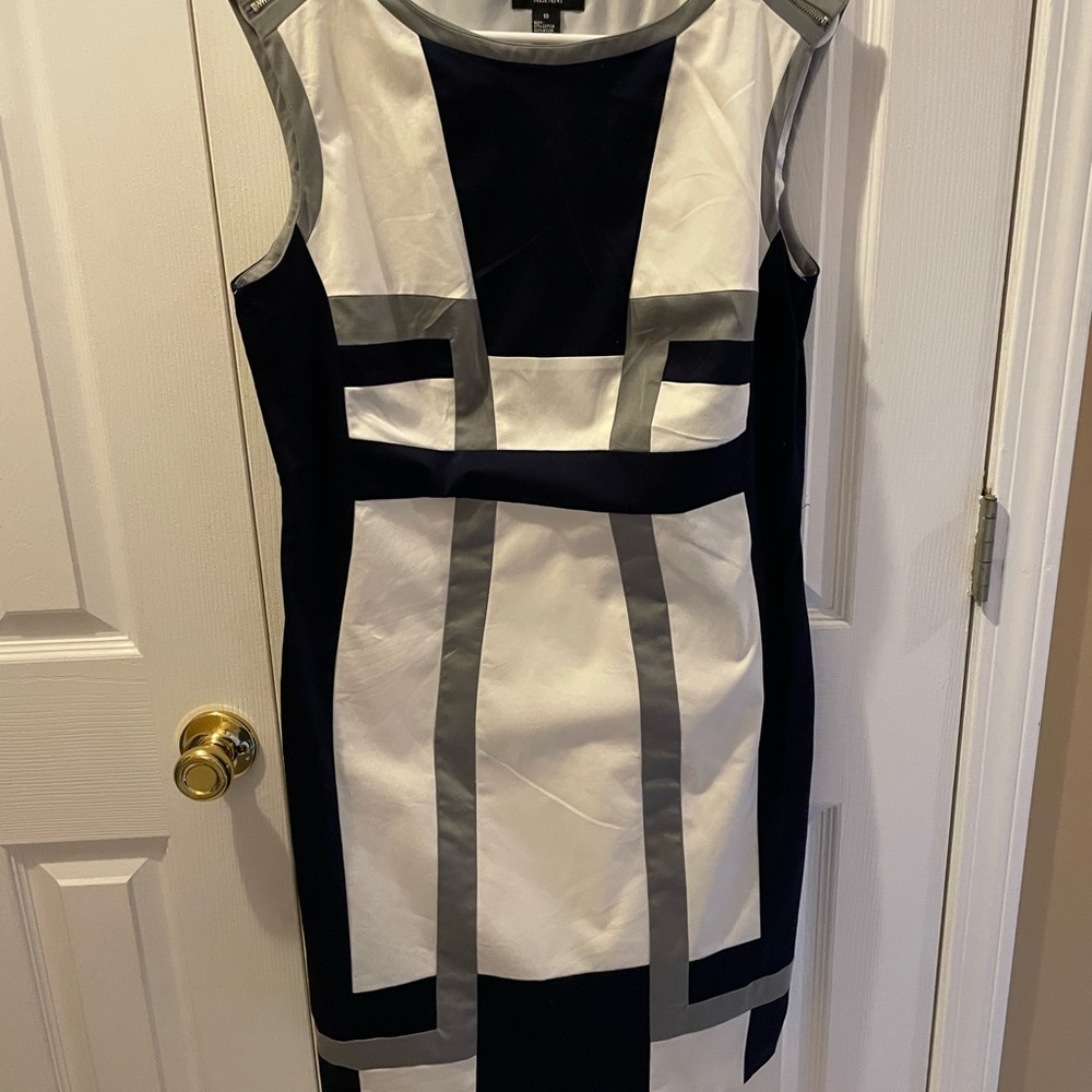 Colorblock Sheath Dress in Black, White & Gray